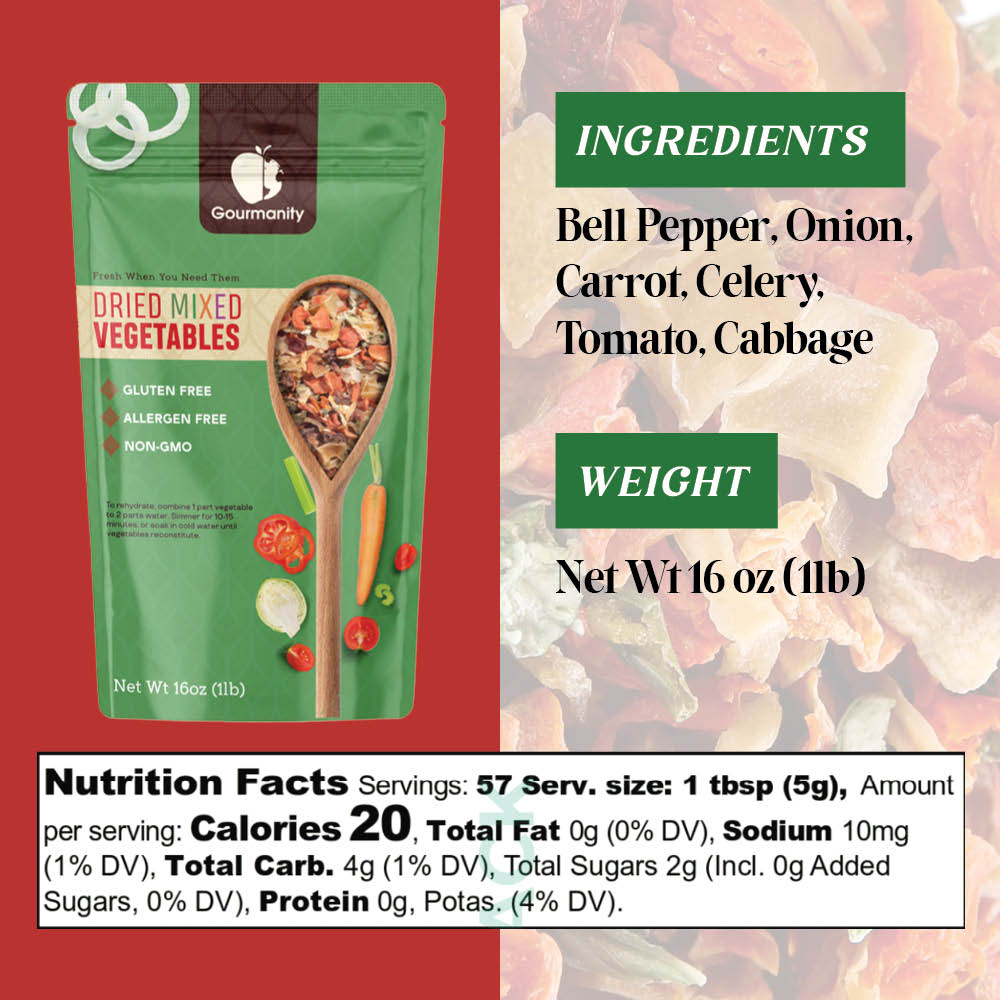Gourmanity Dehydrated Mixed Vegetables 1lb