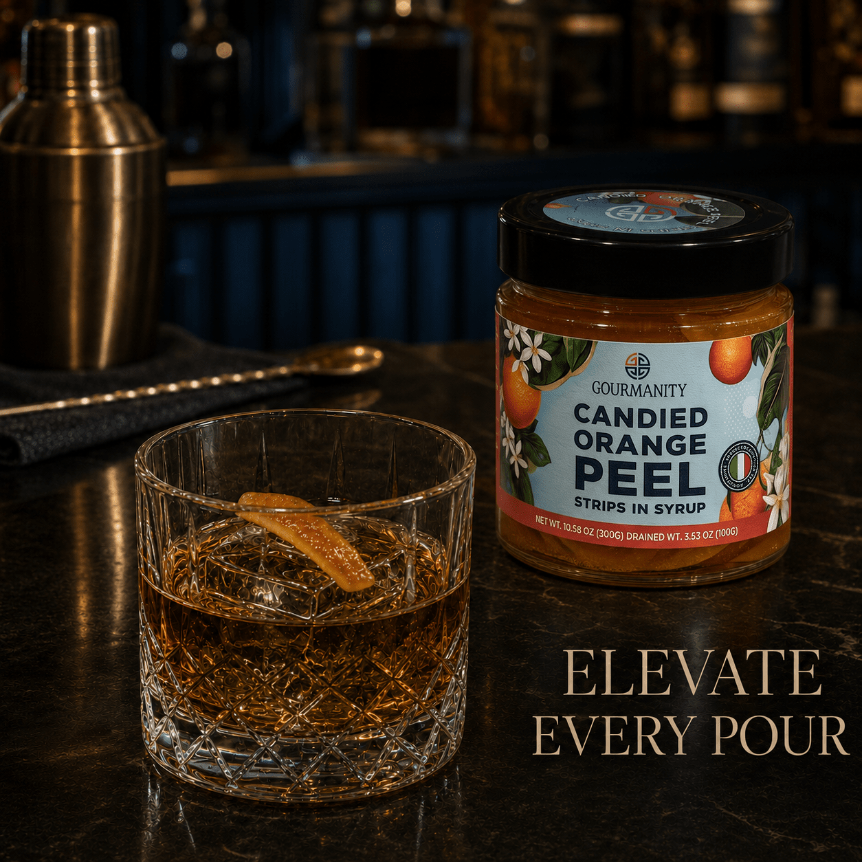 Gourmanity Italian Candied Orange Peel Strips in Syrup 10.9oz