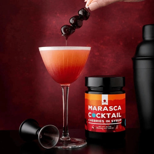 Gourmanity's Marasca Cocktail Cherries in a cocktail
