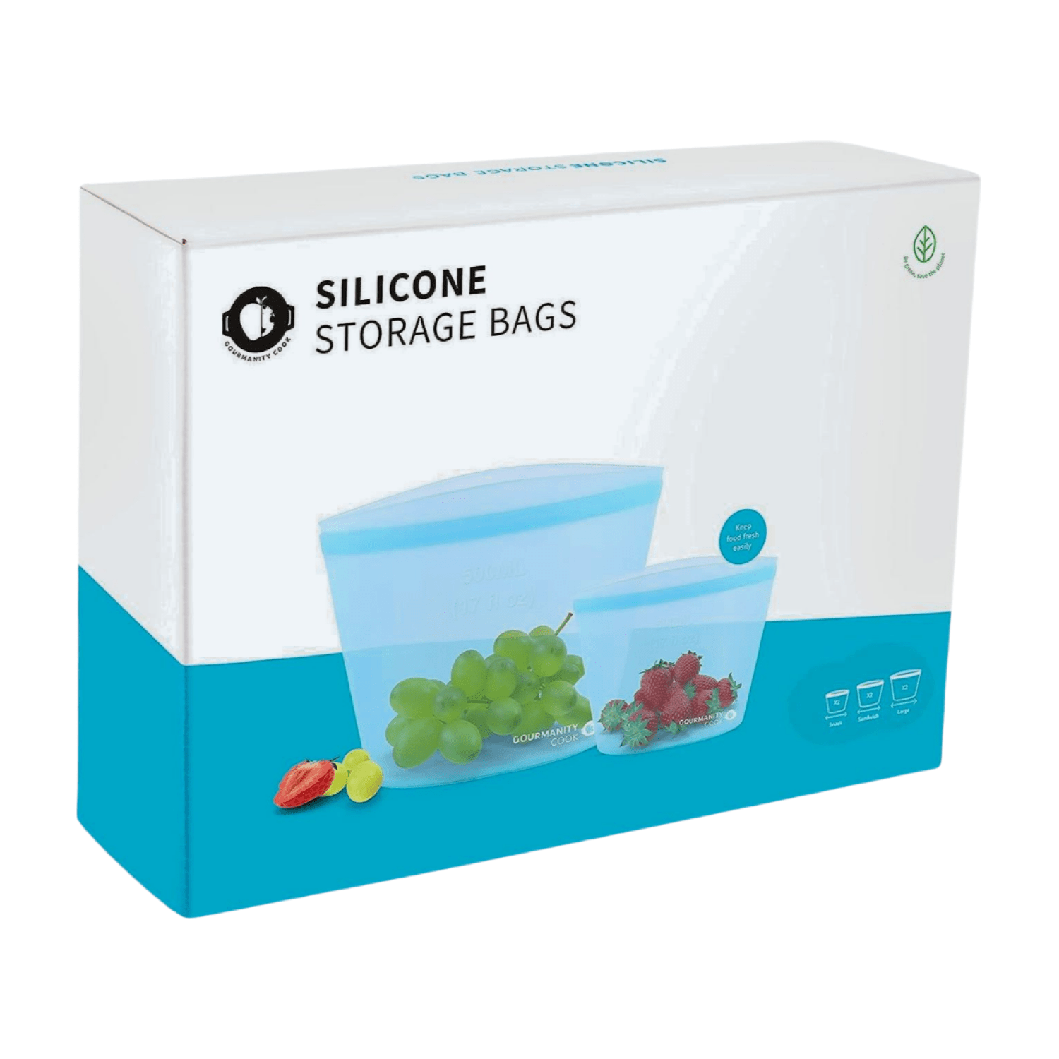 16oz 500ml Reusable Silicone Food Storage Bags Ziplock