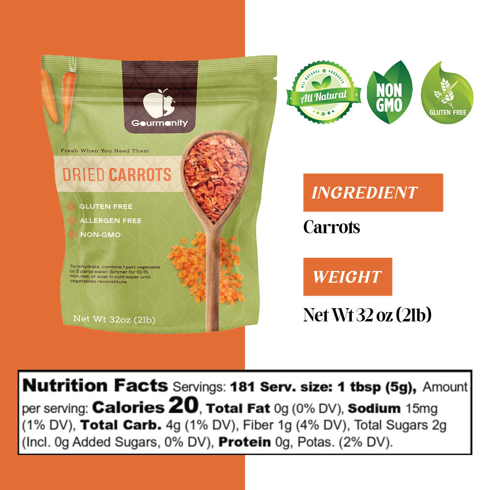 Gourmanity Dehydrated Carrot Flakes 2lb