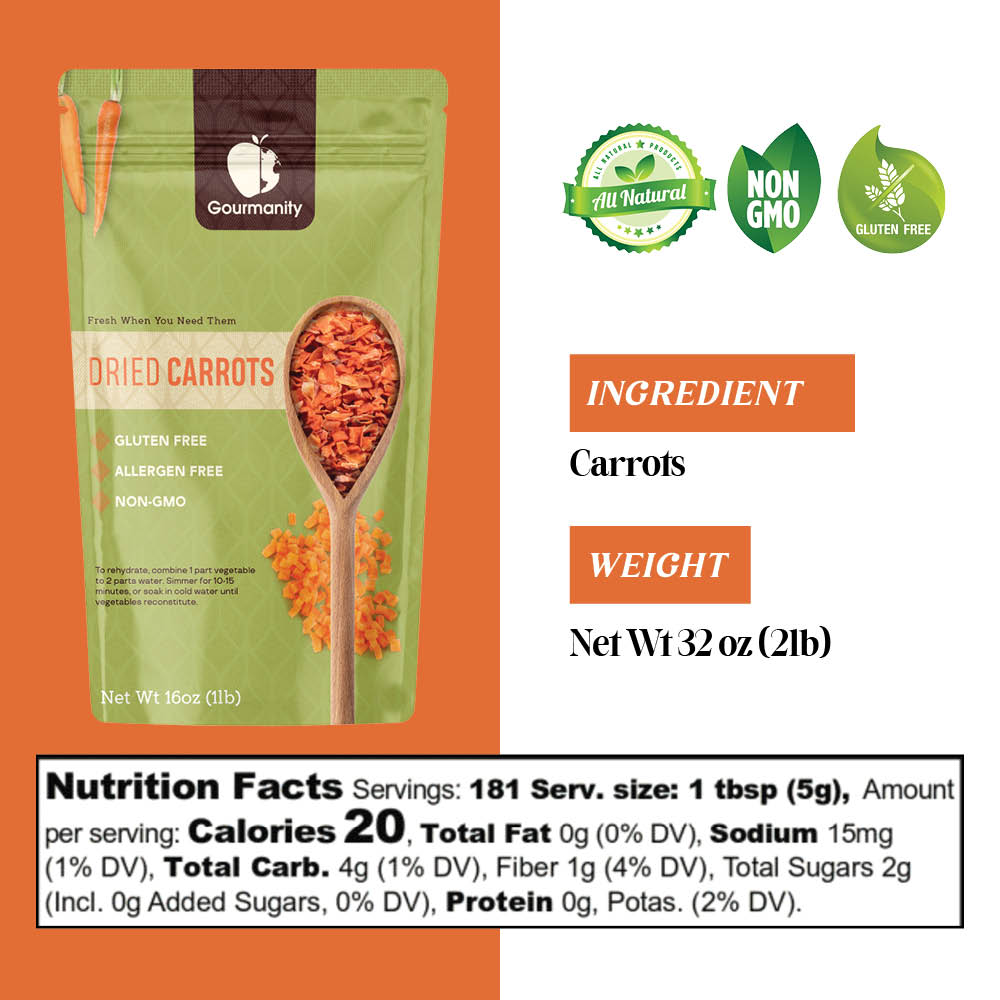 Gourmanity Dehydrated Carrot Flakes 1lb