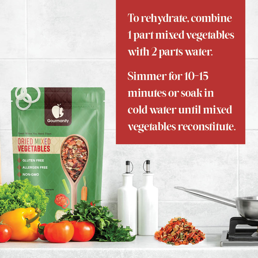 Gourmanity Mixed Dehydrated Vegetables, 10oz of Ready To Go Veg