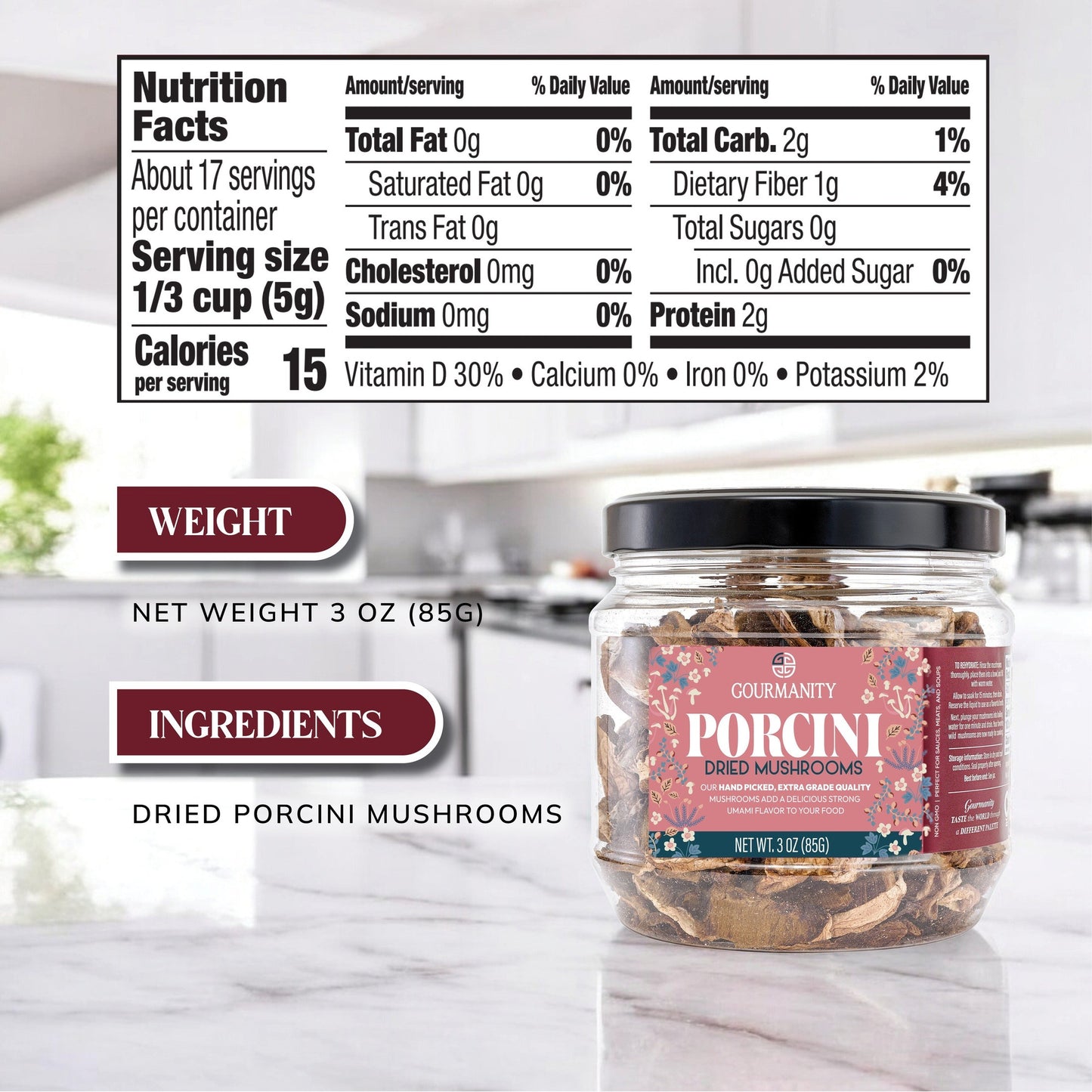 Gourmanity Dried Porcini Mushrooms 3oz