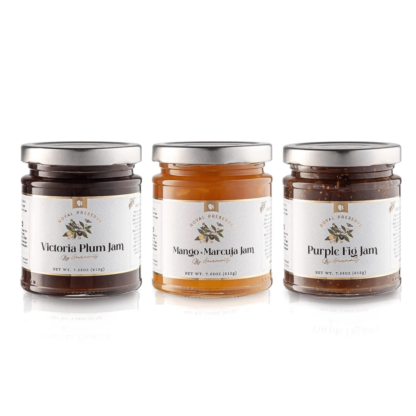 Gourmanity Royal Preserve Jams Gift Box - 3 Flavors - 7.58oz Jars - Gourmanity