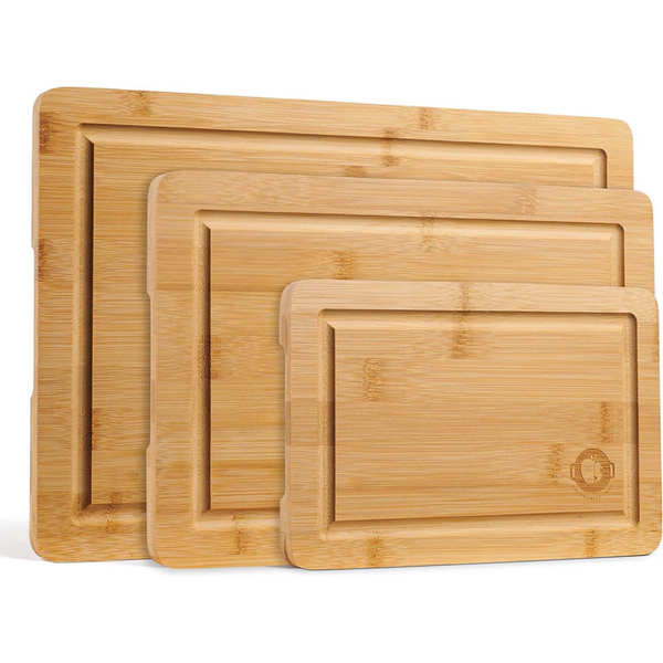 Gourmanity Cook Organic Bamboo Cutting Boards 3 Sizes - Gourmanity