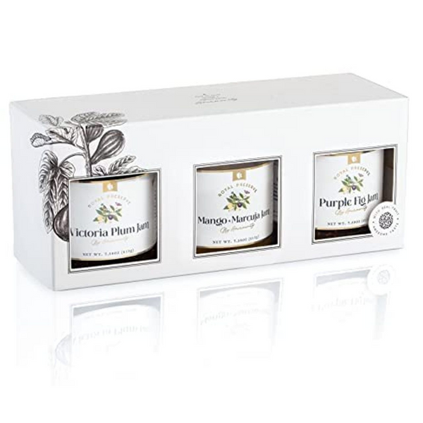 Gourmanity Royal Preserve Jams Gift Box - 3 Flavors - 7.58oz Jars - Gourmanity