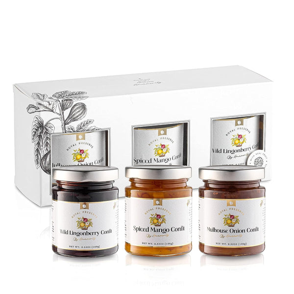 Gourmanity Royal Preserve Confits Gift Box - 3 Flavors - 6.35oz Jars - Gourmanity