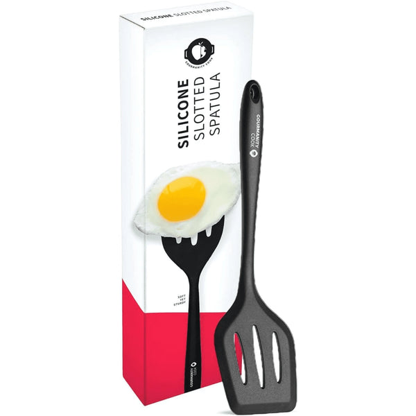 Gourmanity Cook Black Silicone Slotted Spatula - Gourmanity