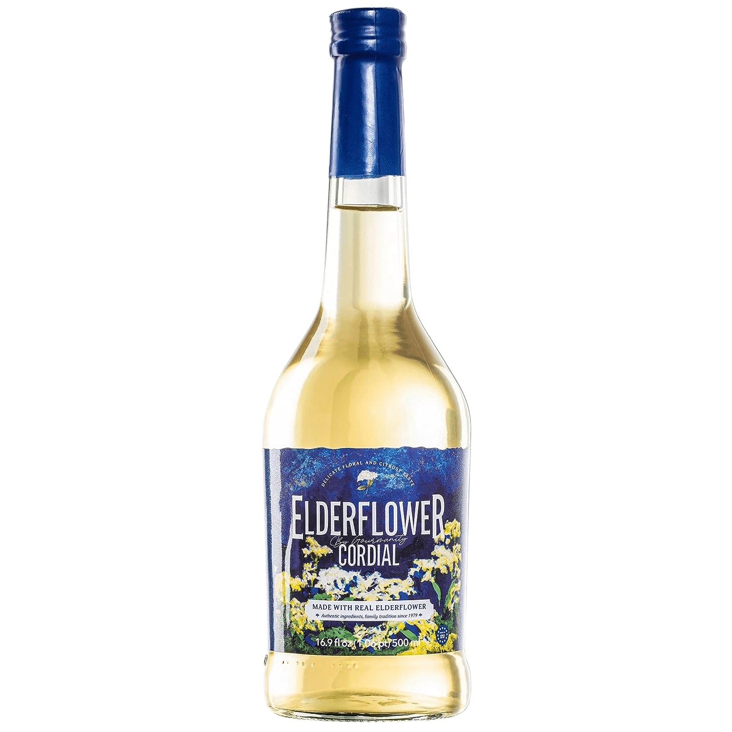 Front label of Gourmanity’s Elderflower Syrup