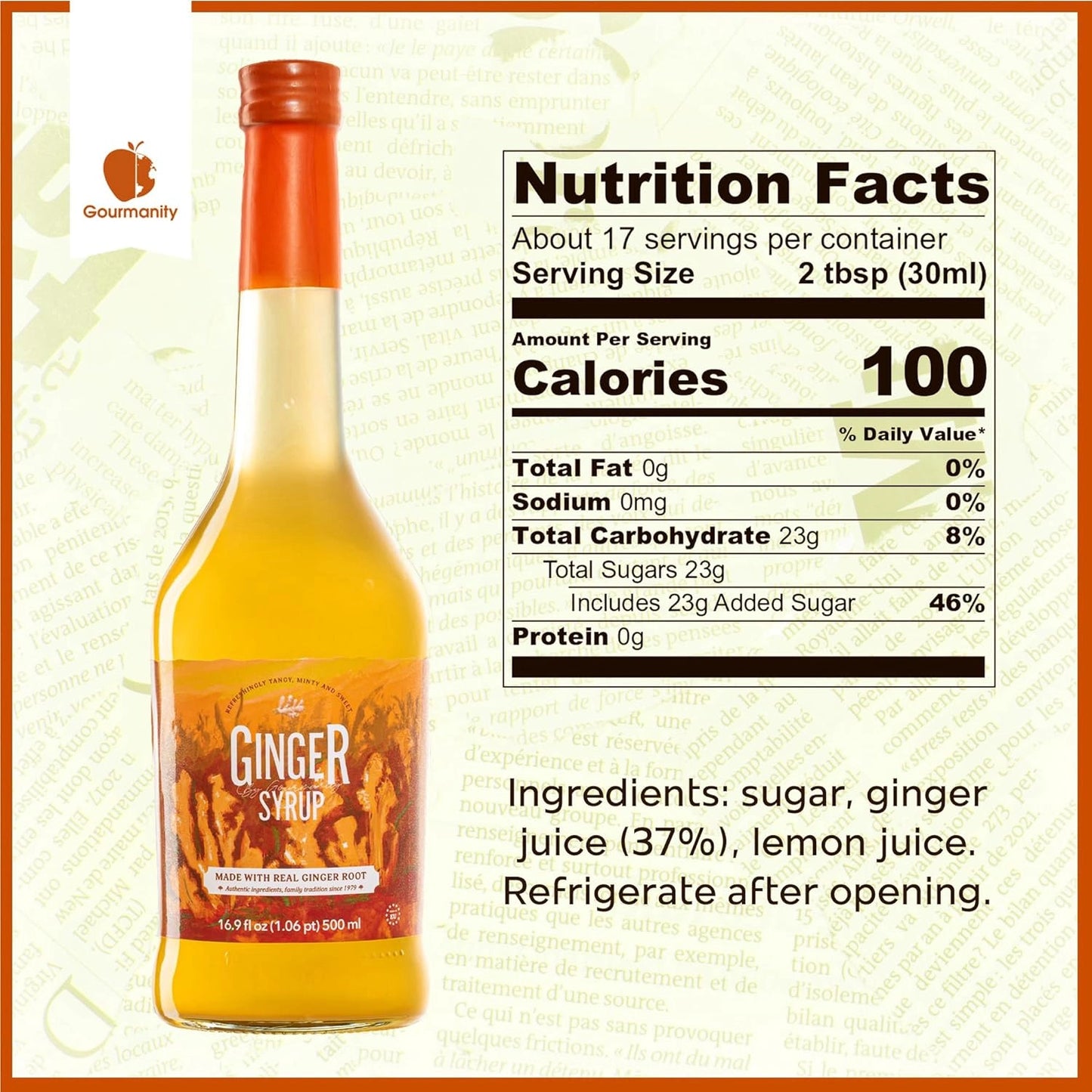 Gourmanity Ginger Syrup 16.9 fl oz