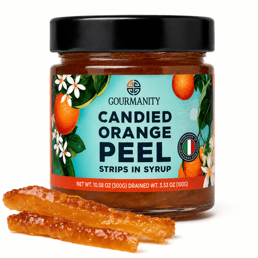 Gourmanity Italian Candied Orange Peel Strips in Syrup 10.9oz