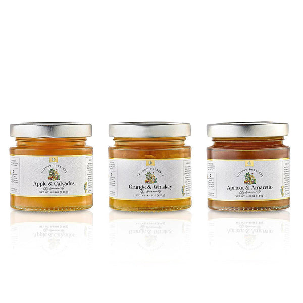 Gourmanity Luxury Alcoholic Jam Gift Set - 3 Flavors in 4.59oz Jars