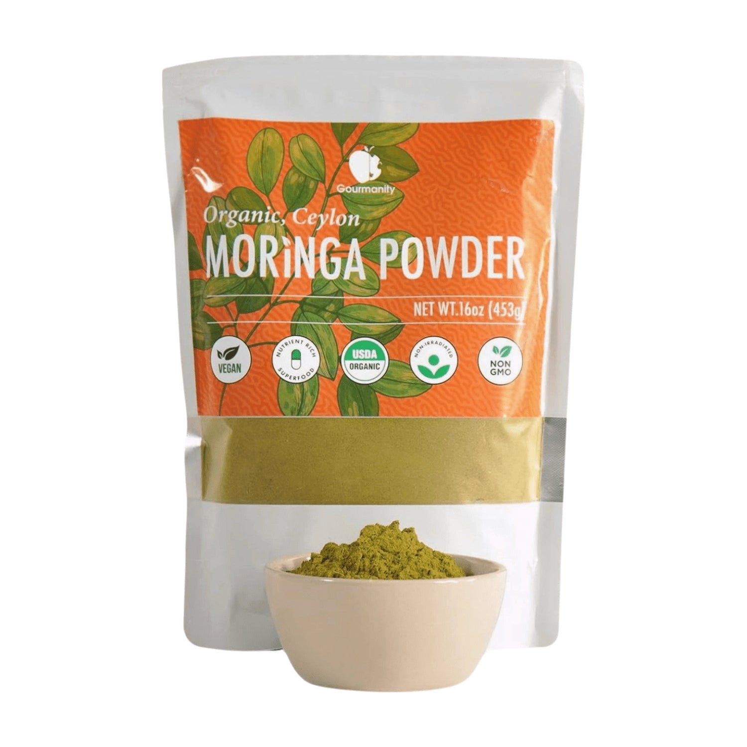 Gourmanity Organic Ceylon Moringa Leaf Powder 1lb - Gourmanity