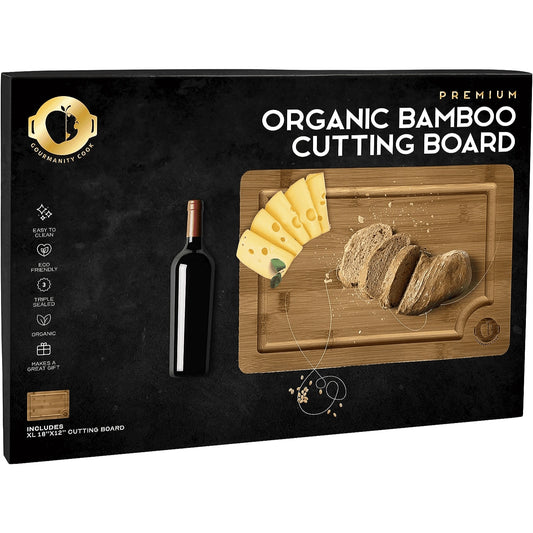 Gourmanity’s organic bamboo cutting board will make the perfect addition to your kitchen.