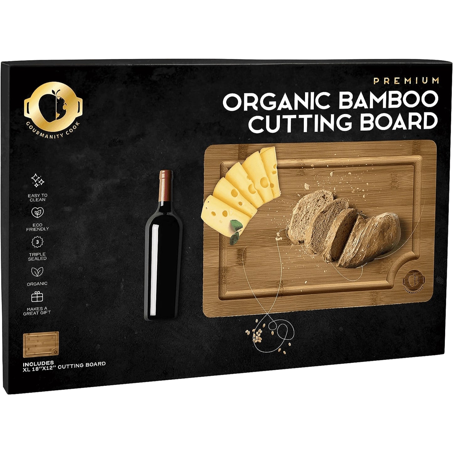 Gourmanity’s organic bamboo cutting board will make the perfect addition to your kitchen.