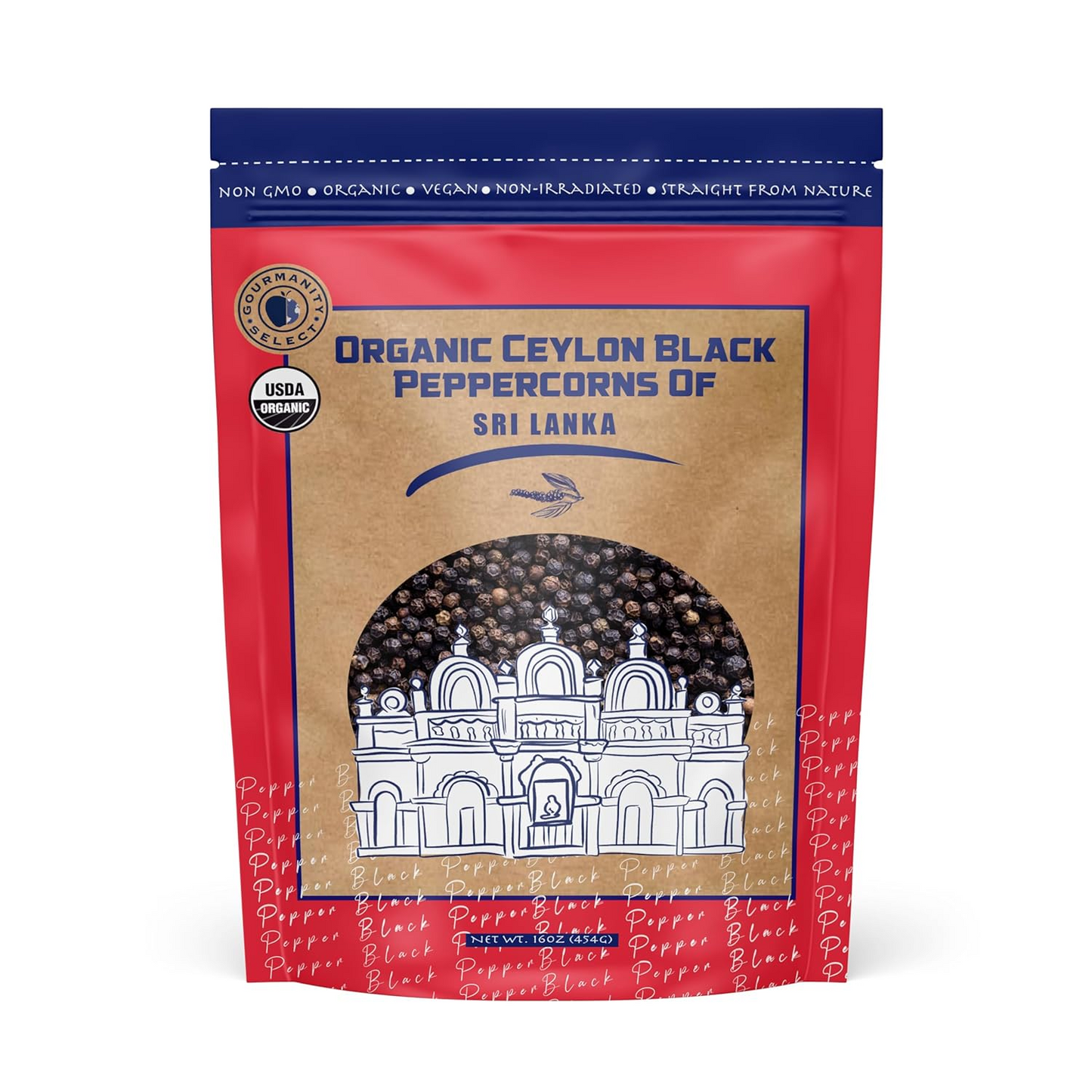 Gourmanity Select Organic Black Peppercorns From Sri Lanka 1lb - Gourmanity