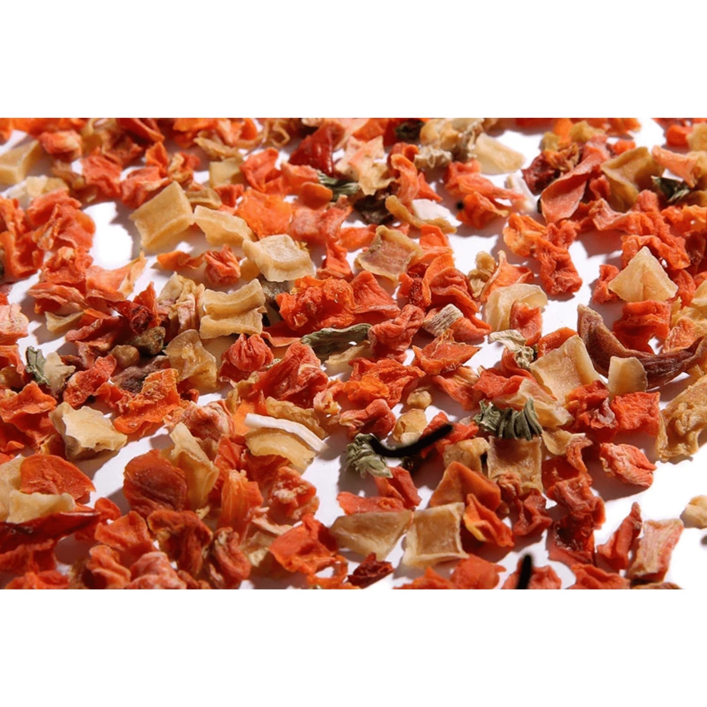 Gourmanity’s dehydrated vegetables include peppers, onions, carrots, celery, tomatoes, and cabbage