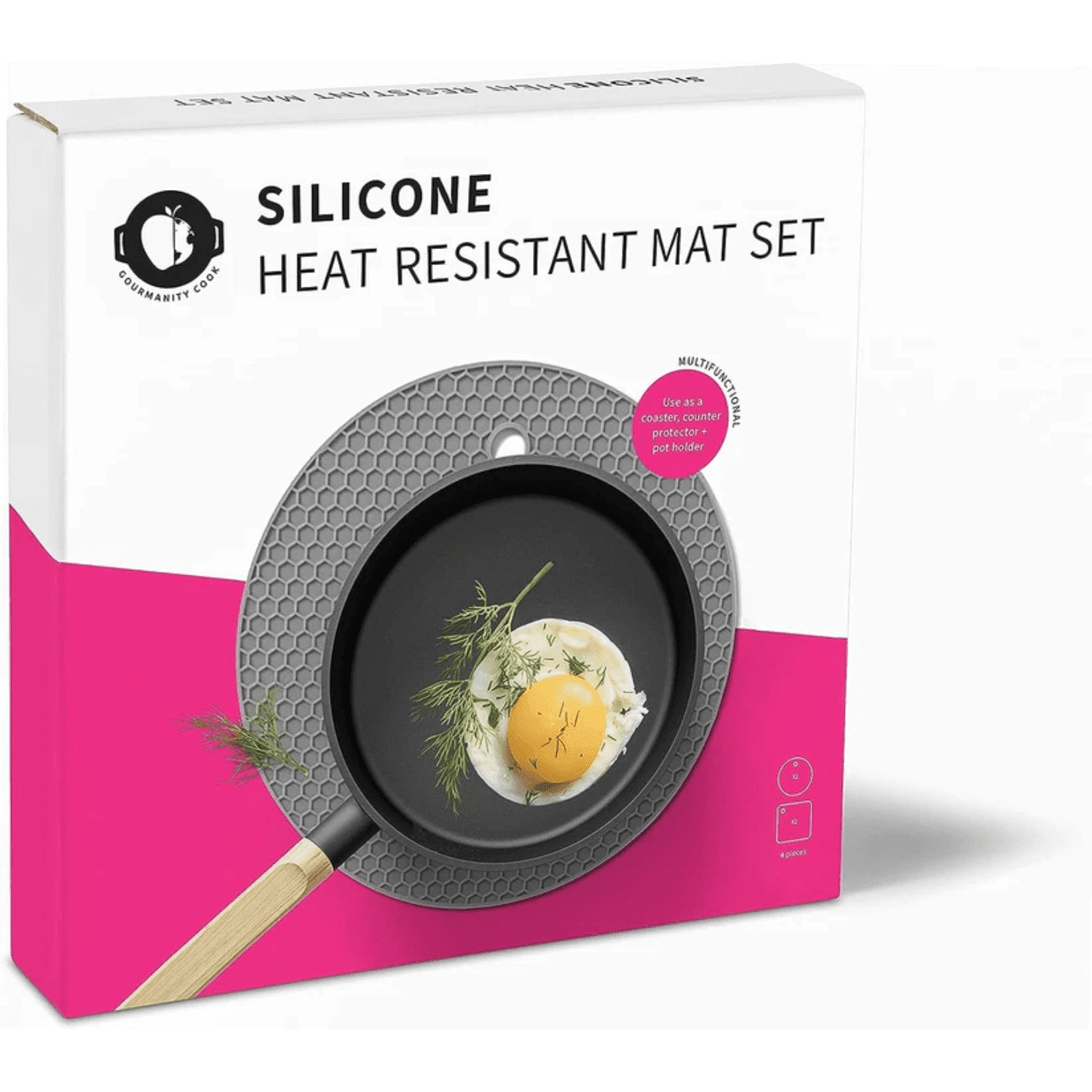 Gourmanity Cook Silicone Trivet Set Heat-Resistant Mats Set of 4 - Gourmanity