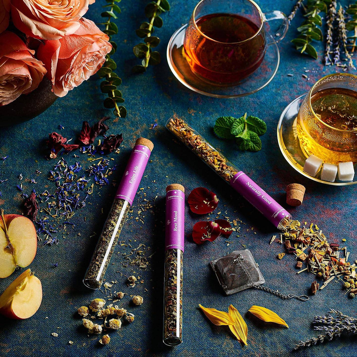 Gourmanity Tea Sampler Gift Set Floral Tea Mix 3 Flavors