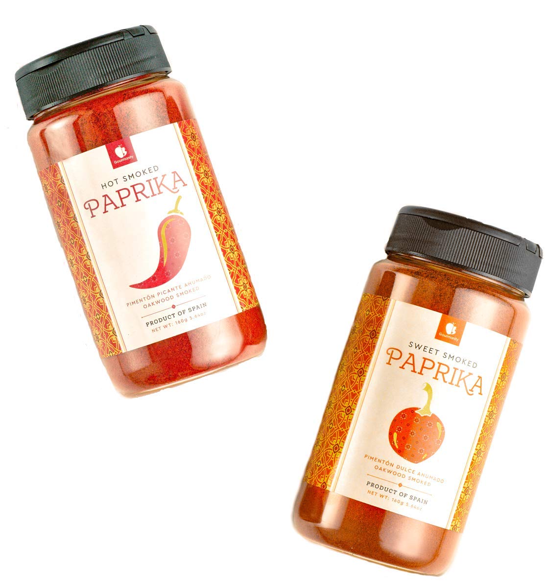 Gourmanity Hot and Sweet Paprika Jars