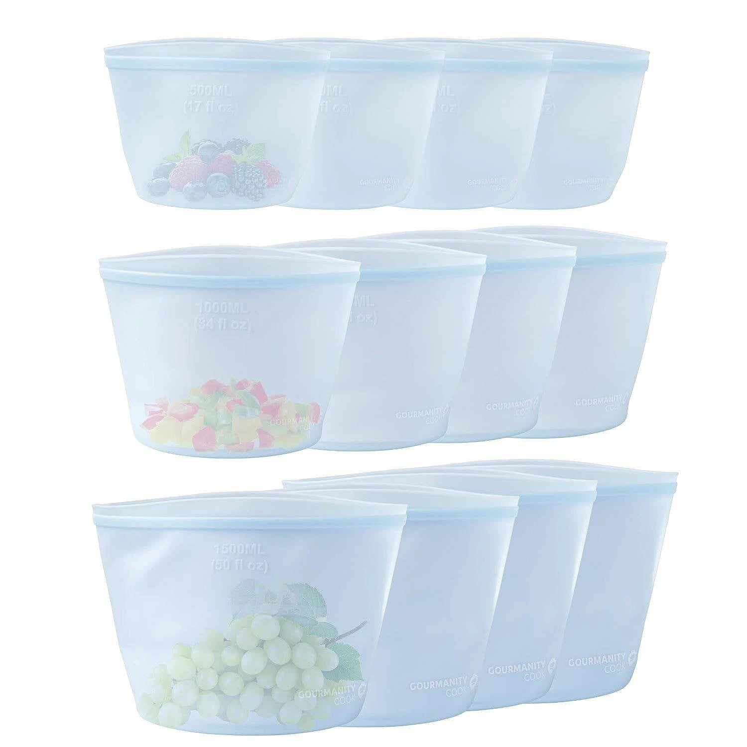 Gourmanity Cook Silicone Storage Bags with Zip Top 10 Bags - Gourmanity